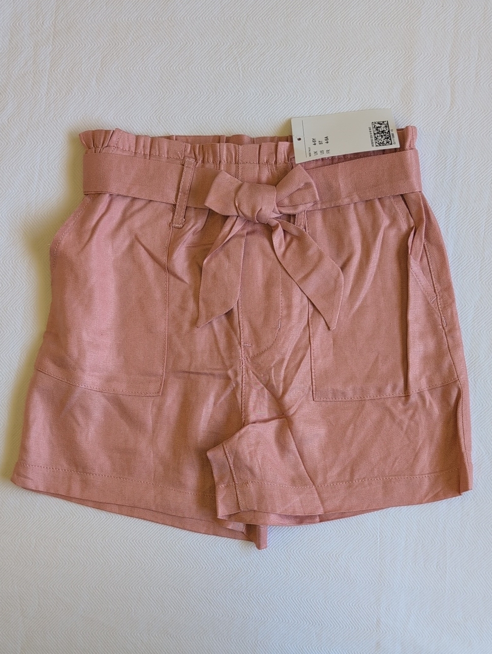 H&M Girls 5T NWT Dusty Pink Viscose Paperbag Shorts